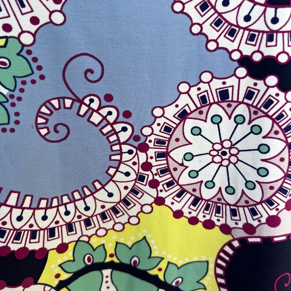 Talbots Size Small Petite 3/4 Sleeve Blue Pink Dress Button Detail Paisley - Picture 3 of 6